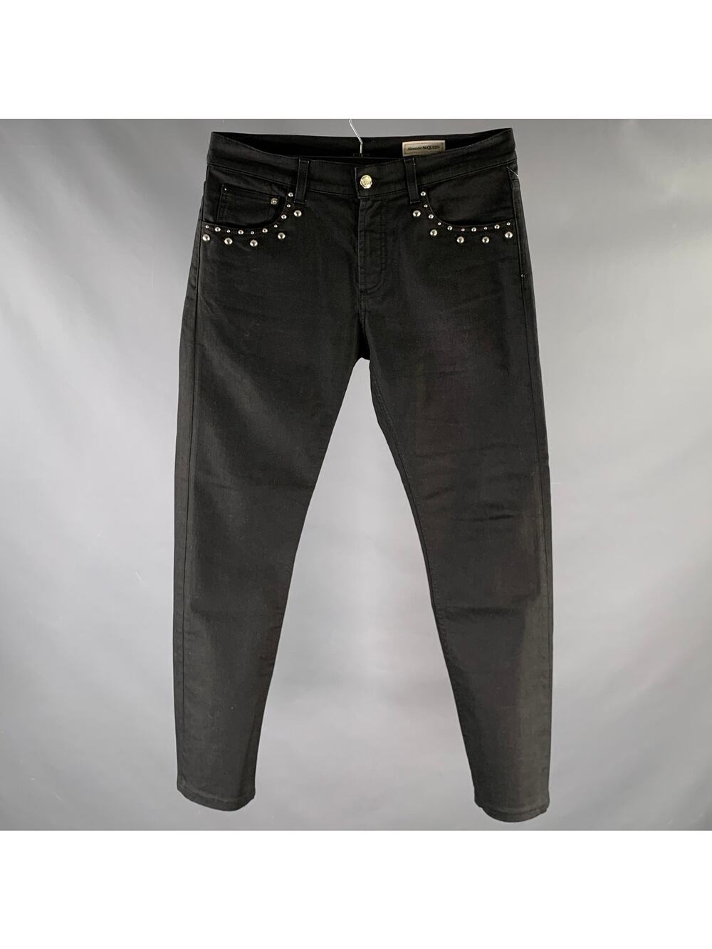 ALEXANDER MCQUEEN Size 32 Studded Black Denin Jeans